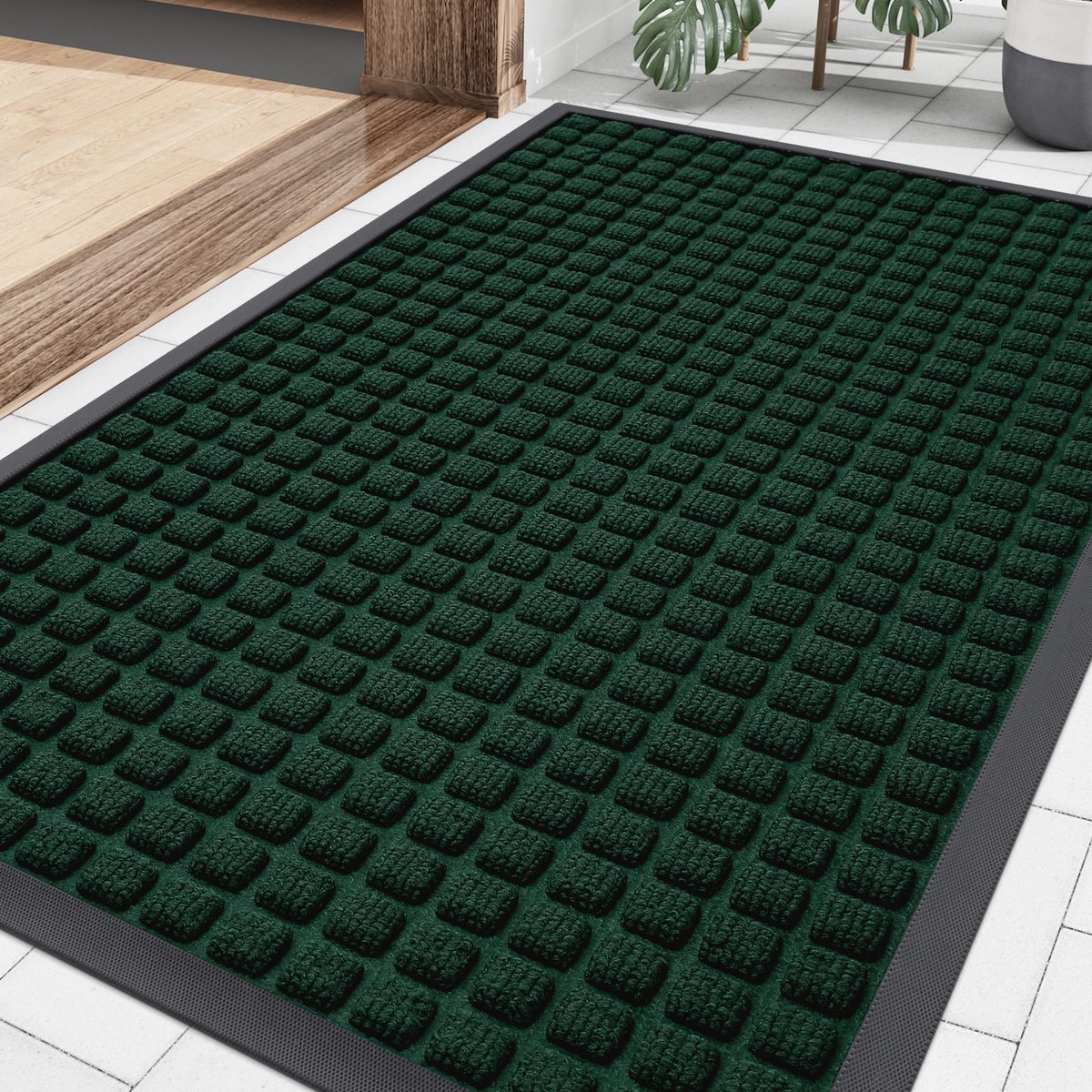 Olanly Deurmat - Buitenmat - Schoonloopmat - Antislip Rubbermat - 60x90cm - Zwartgroen