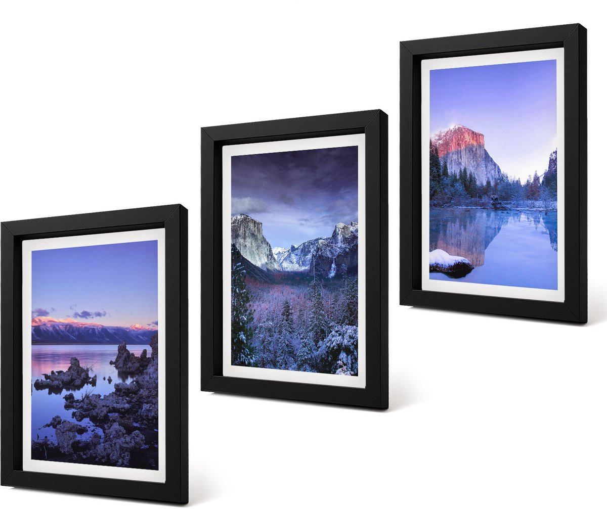 Coloray 4-Delige Schilderij Set - Berglandschappen bij schemering, uitzicht op het water - 20 x 30 cm - Wanddecoratie - Schilderijen Set - Kantoor - Woonkamer Decoratie