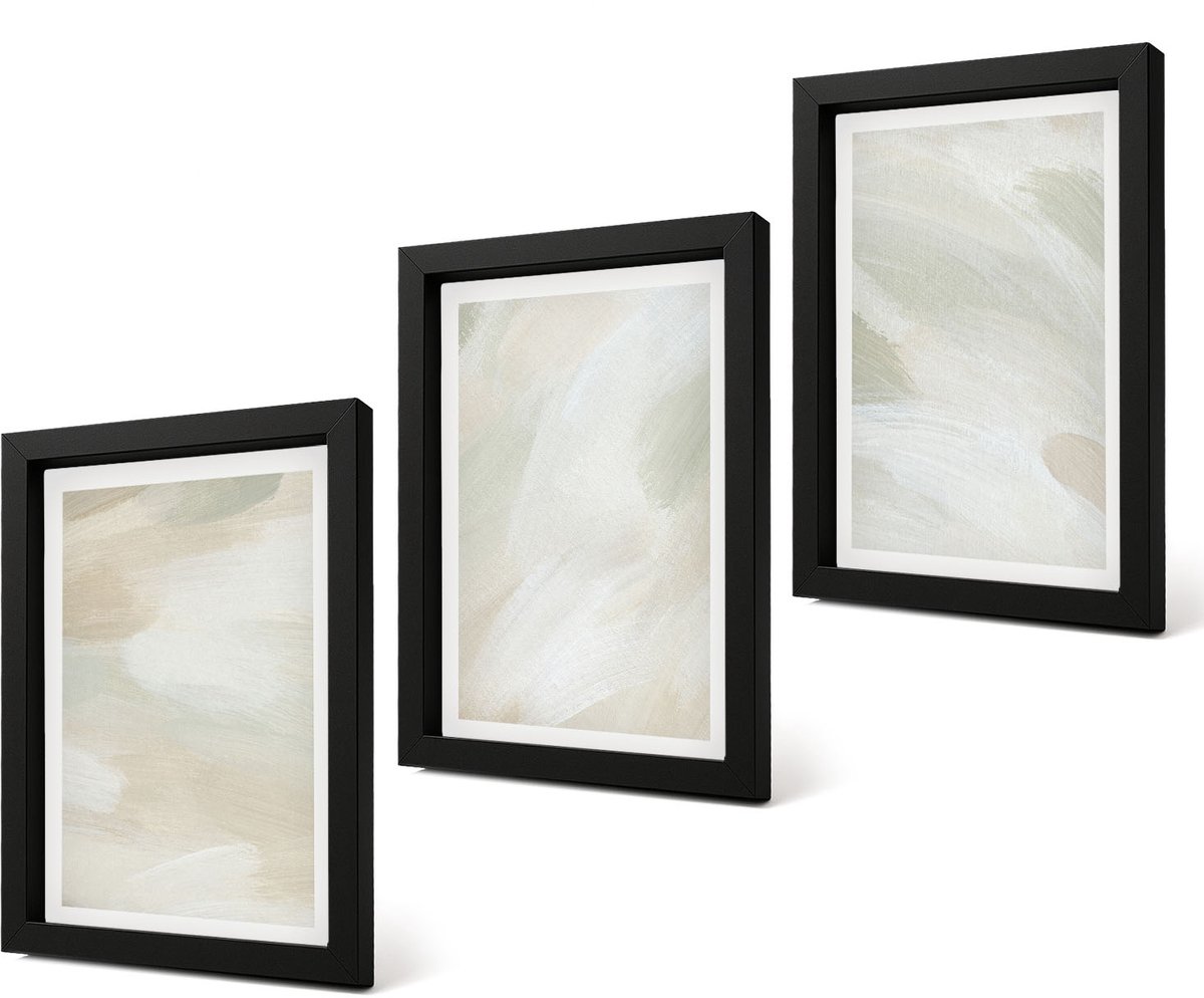 Coloray 4-Delige Schilderij Set - Heldere abstracte schilderijen op canvas, delicate boho-stijl - 20 x 30 cm - Muurdecoratie - Wanddecoratie - Hal - Woonkamer Decoratie