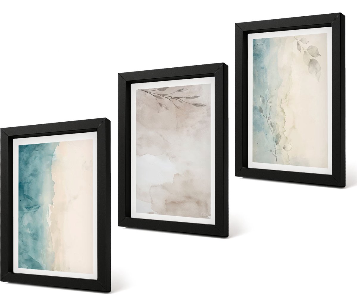 Coloray 4-Delige Schilderij Set - Subtiele aquarelverftextuur - 20 x 30 cm - Wanddecoratie - Schilderijen Set - Interieur - Interieur Decoratie