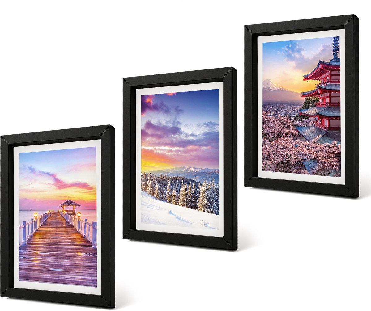 Coloray 4-Delige Schilderij Set - Romantische landschappen met schilderachtige luchten - 20 x 30 cm - Muurdecoratie - Wanddecoratie - Hal - Moderne Wanddecoratie