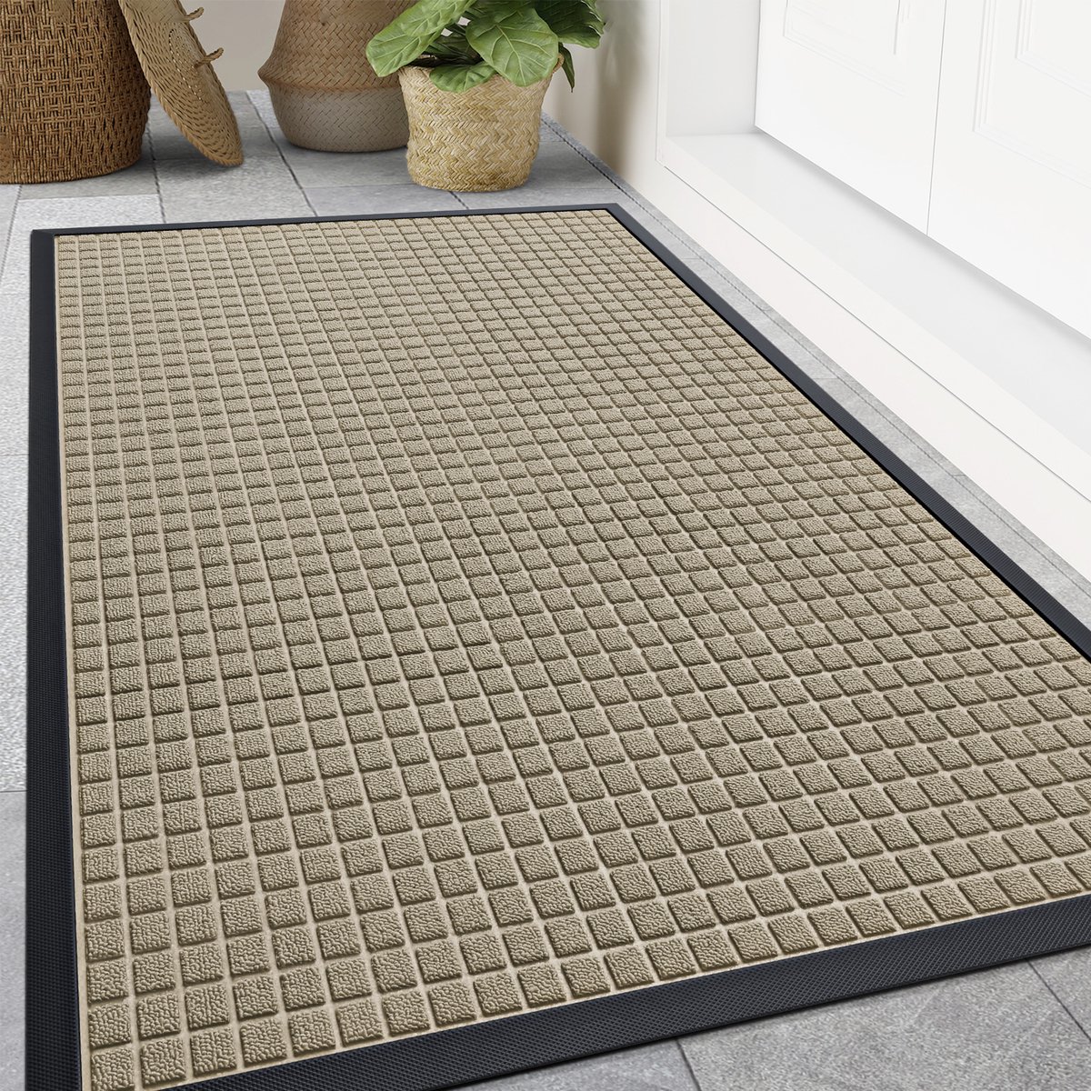 Olanly Deurmat - Buitenmat - Schoonloopmat - Antislip Rubbermat - 120x180cm - Beige