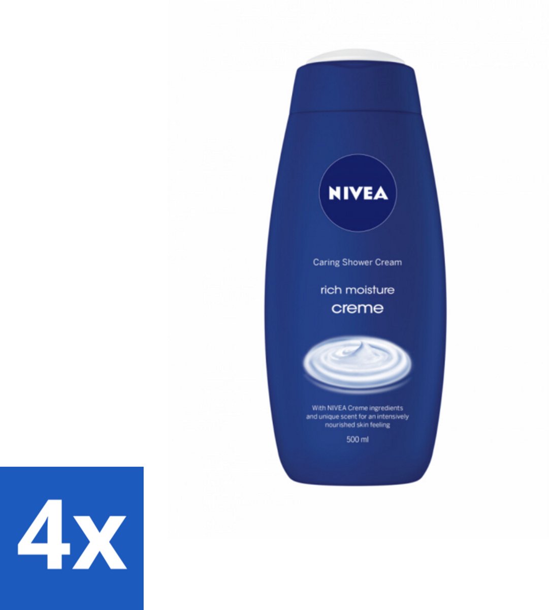 4 x NIVEA - Douchecrème - Rijke Hydratatie - Voedend Huidgevoel - 500 ml - Douchecrème - NIVEA - Hydratatie - Voeding - Droge Huid