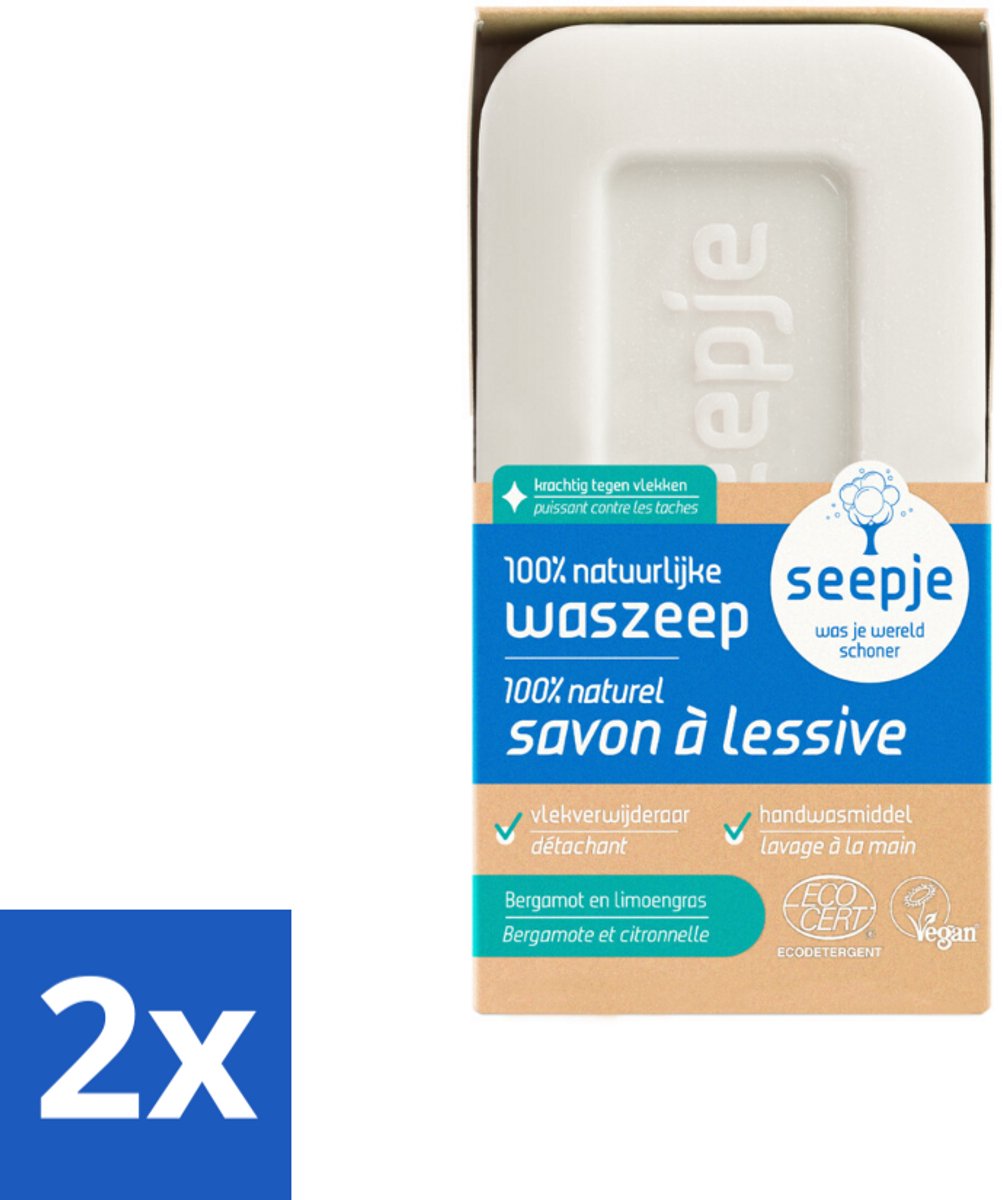 2 x Seepje - Waszeep - Handgemaakt & Natuurlijke Ingrediënten - Blok - 120 gr - Natuurlijke Zeep - Handgemaakte Zeep - Waszeep Blok - Biologische Zeep - Milieuvriendelijke Zeep