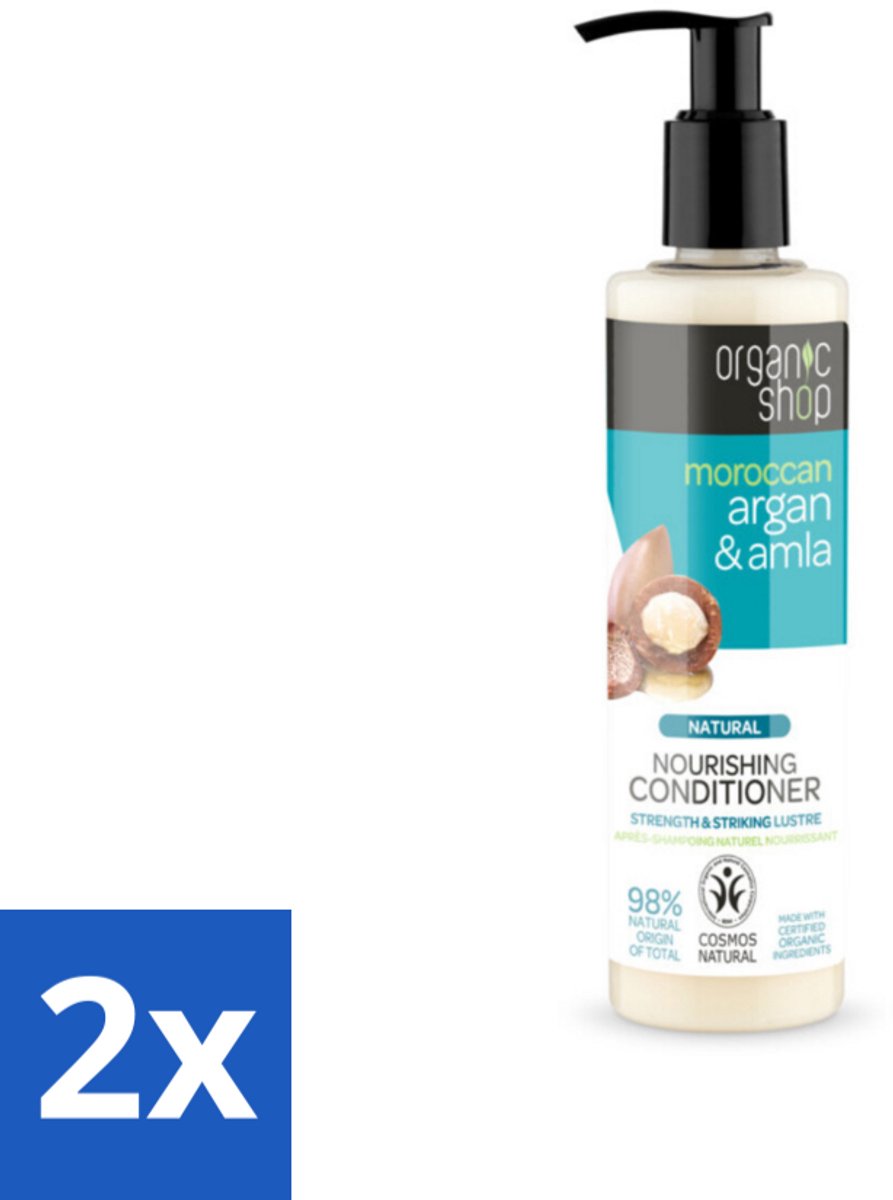2 x Organic Shop - Conditioner Argan & Amla - Hydraterend en Verzorgend - 280 ml - Haar Conditioner - Gekleurd Haar - Glans Conditioner - Voedende Conditioner - Amarantolie