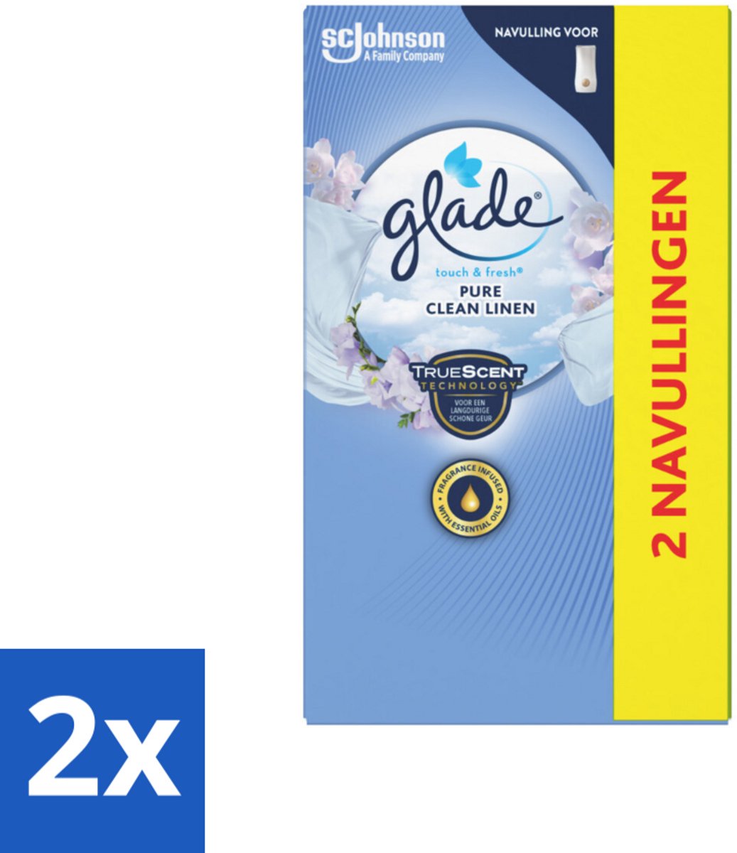 2 x Glade - Touch & Fresh Navulling - Pure Clean Linen - 2 × 10 ml - Geur - Luchtverfrisser - Glade - Touch & Fresh - Pure Clean Linen