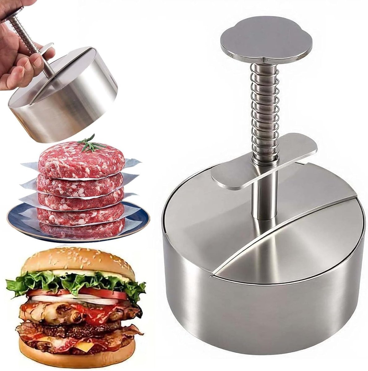 Steak Press RVS 304 - Non-Stick Coating - Verstelbaar - Ideaal voor Grillen - ShopVlot
