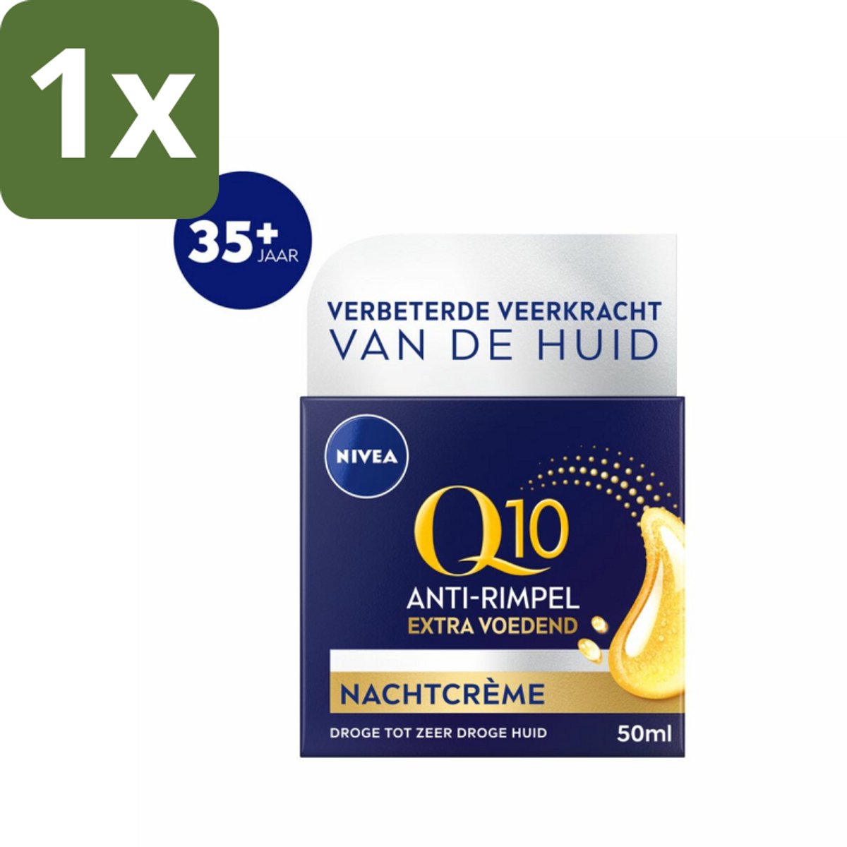 1 x NIVEA - Nachtcrème - Q10 Extra Voedend - Voor droge huid - Anti-Rimpel - Met Creatine - 50 ml - Nachtcrème - Anti-rimpel - Droge Huid - Q10 - Creatine