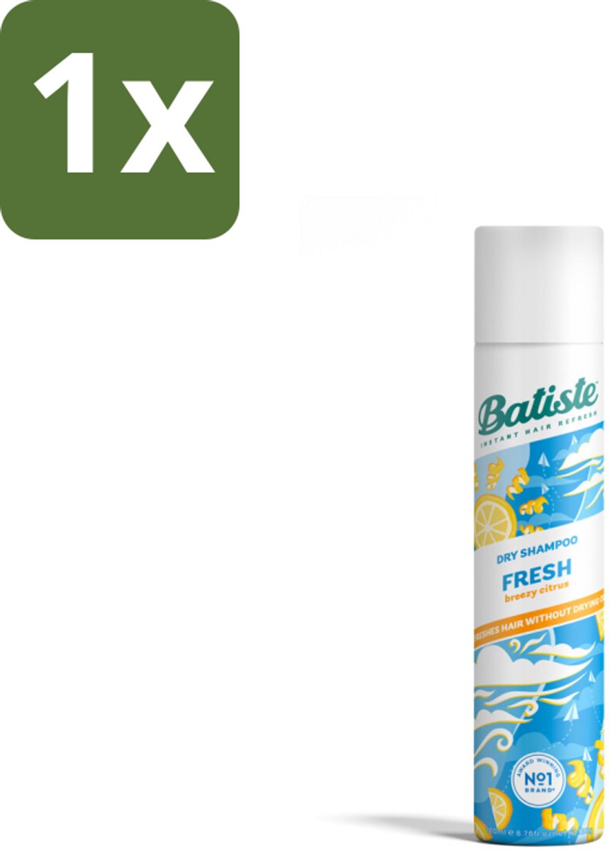 1 x Batiste - Fresh - Droogshampoo - Koele en Schone Geur - Verfrist en Geeft Grip - 200ml - Droogshampoo - Fris Haar - Koele Geur - Snel Verfrissen - Vet Haar