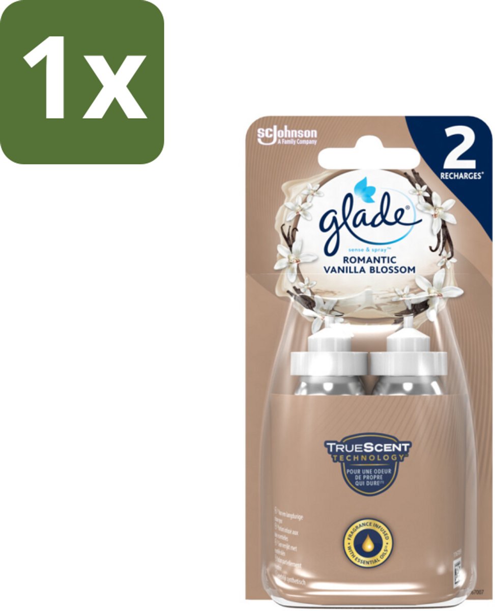 1 x Glade - Sense & Spray - Romantic Vanillebloesem - 2 × 18 ml - Romantische Geur - Vanillebloesem - Glade Sense & Spray - Geurverspreiding - Essentiële Oliën