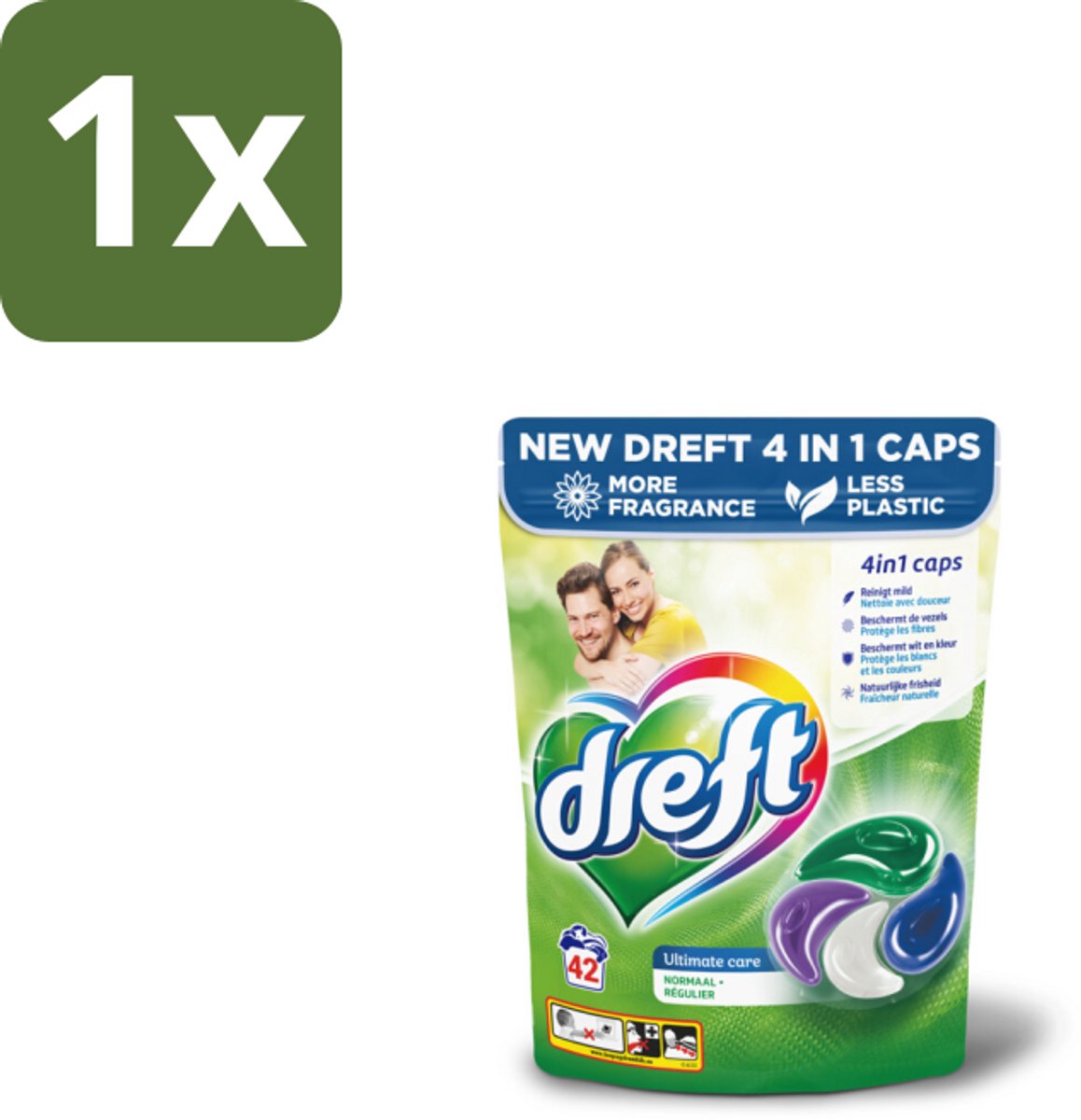 1 x Dreft - Wasmiddelcapsules - Ultimate Care - Zachte verzorging - 42 Wasbeurten - Wasmiddelcapsules - Wasmiddel - Waskracht - Vezelbescherming - Kleurbehoud