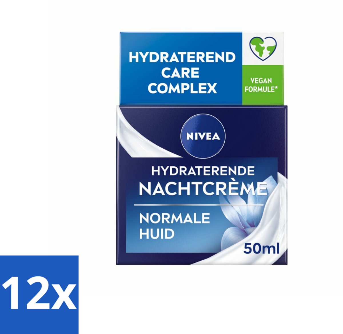 12 x NIVEA - Nachtcrème - Essentials Hydraterend - Voor normale tot gemengde huid - Met Lotusextract, Waterlelie-extract, Vitamine E & Provitamine B5 - 50 ml - Nivea Essentials - Nachtcrème - Hydraterende Crème - Normale Huid - Gemengde Huid
