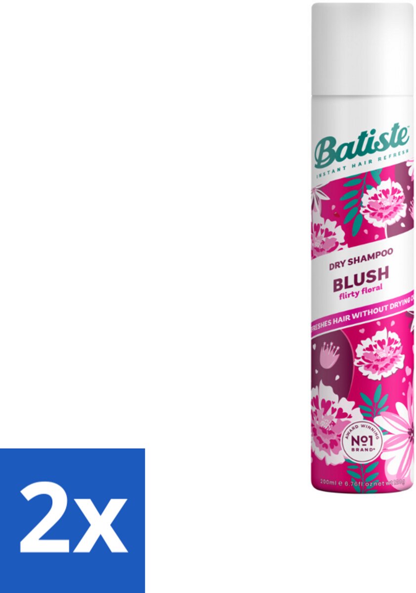 2 x Batiste - Blush - Droogshampoo - Bloemige Geur - Frist Op en Geeft Textuur - 200ml - Droogshampoo - Haarverfrissend - Volume - Textuur - Bloemengeur