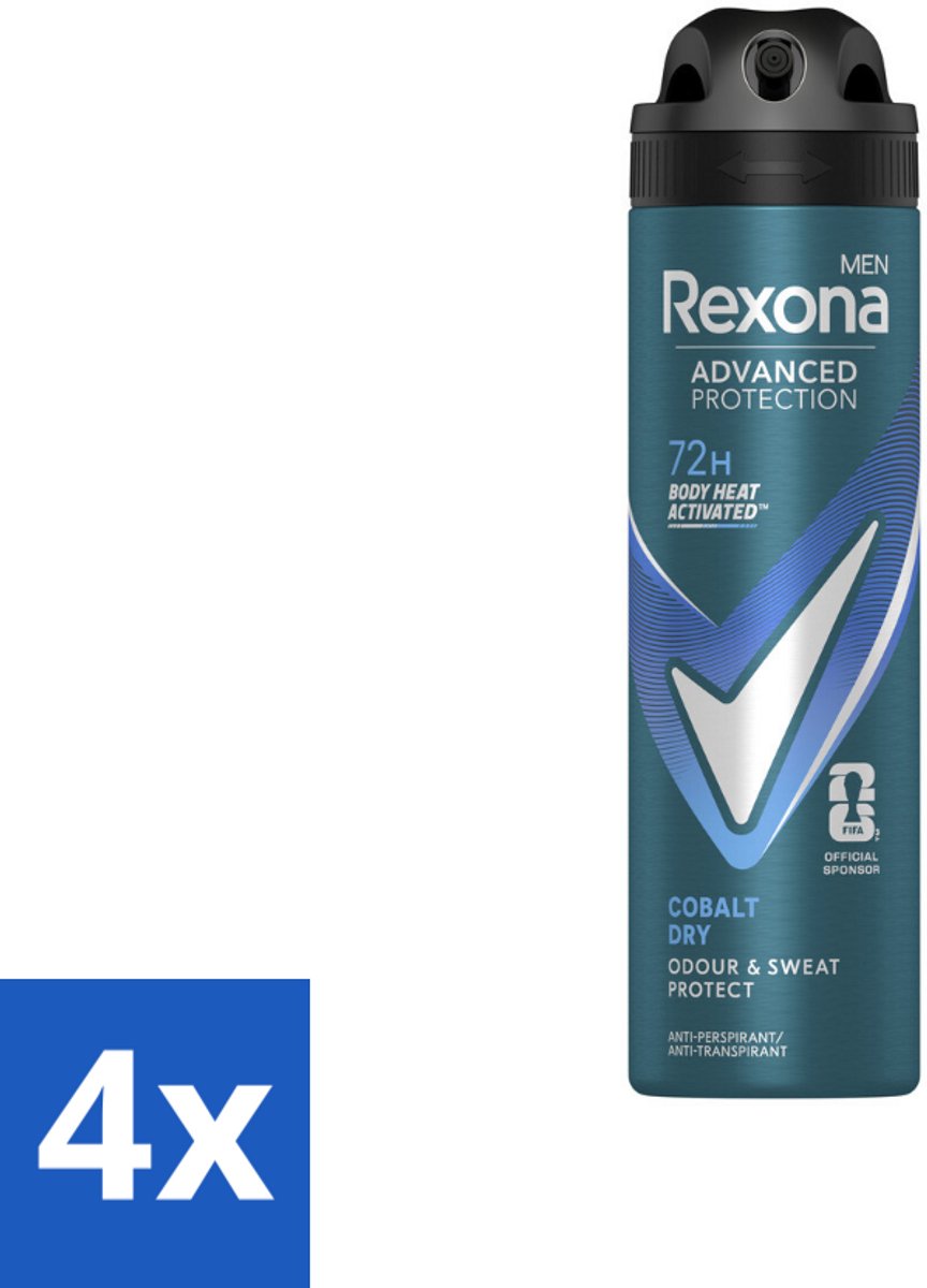 4 x Rexona Men - Deodorant Spray - Cobalt Dry - Sportieve Frisheid - 150 ml - Rexona Men - Antitranspirant - Deodorant - 72 Uur Bescherming - MotionSense