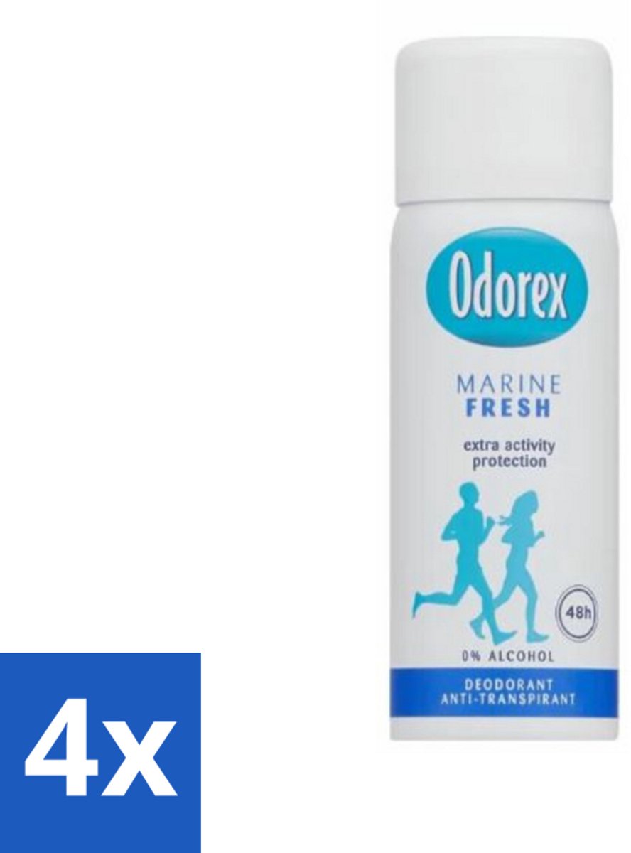 4 x Odorex - Deodorant Spray - Mini Marine Fresh - Fris & Compact - 50 ml - Deodorant - Antitranspirant - Odorex - Reisgerei - Deodorant Spray