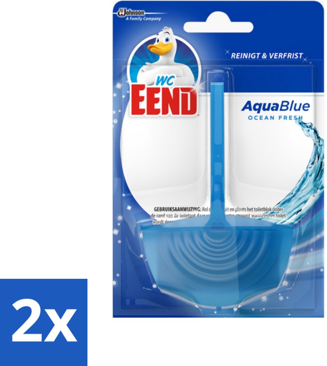 2 x WC Eend - Aqua Blue - Toiletblok - Kleurt Water Blauw & Verfrist - 40 gr - Toiletblok - Toilet Schoonmaken - Fris Toilet - Blauw Spoelwater - Wc Reiniging