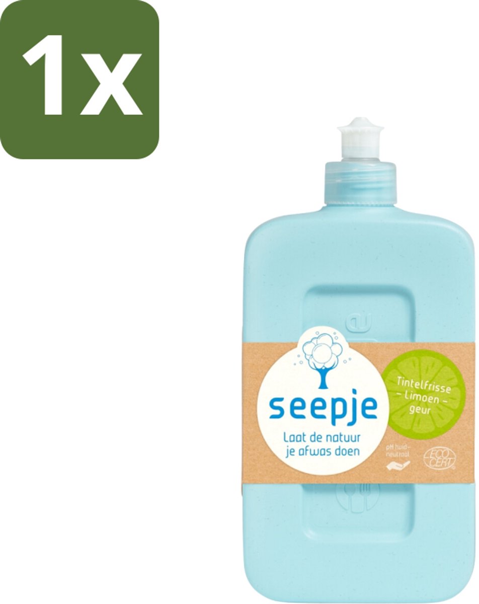 1 x Seepje - Afwasmiddel - Milieuvriendelijk - Tintelfrisse Limoen Geur - 500 ml - Afwasmiddel - Milieuvriendelijk - Huidvriendelijk - Biologisch Afbreekbaar - Ecocert