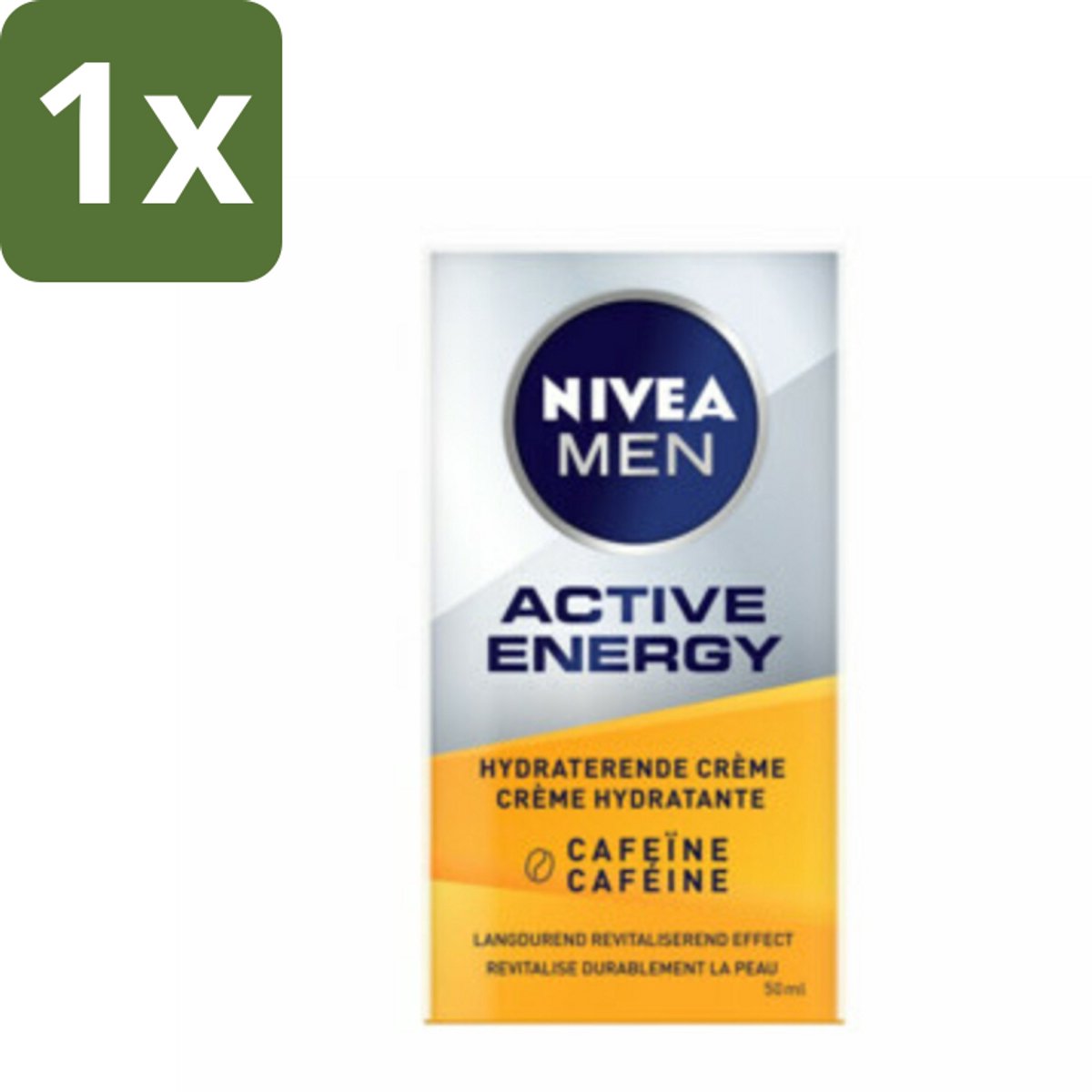 1 x NIVEA MEN - Active Energy - Gezichtscrème met Cafeïne - 50 ml - NIVEA MEN Active Energy Gezichtscrème - Cafeïne Crème - Energie Crème - Huid Energie - Anti-vermoeidheid Crème