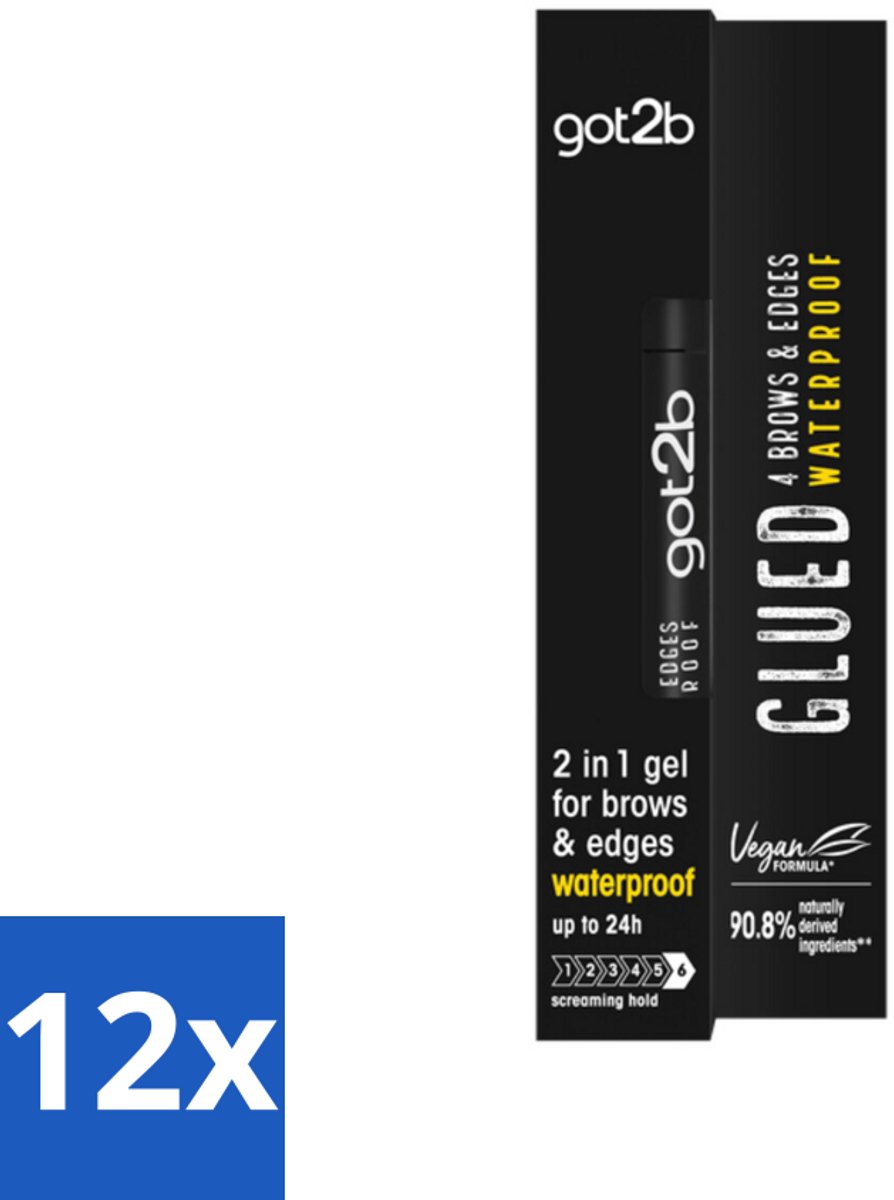 12 x Got2B - Wenkbrauwgel - 4 Brows & Edges Waterproof Transparant - 16 ml - Wenkbrauwen Stylen - Haarranden Stylen - Waterdichte Gel - Strakke Brows - Babyhaartjes