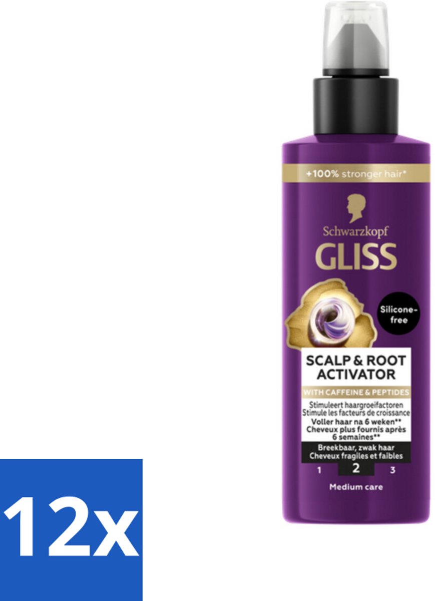 12 x Gliss - Scalp & Root Activator - Siliconenvrij - Voor Gezonde Hoofdhuid - 100 ml - Haar Serum - Haargroei Stimuleren - Dun Haar - Haarverlies - Hoofdhuid Verzorgen