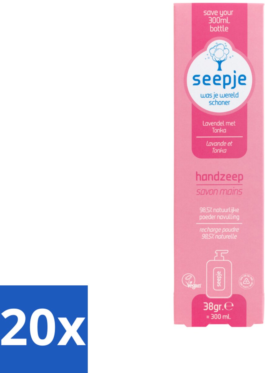 20 x Seepje - Handzeep - Rijke Geur en Hydratatie - Lavendel met Tonka - Navulverpakking - 38 g - Handzeep - Navulverpakking - Lavendel - Tonka - Natuurlijke Handzeep