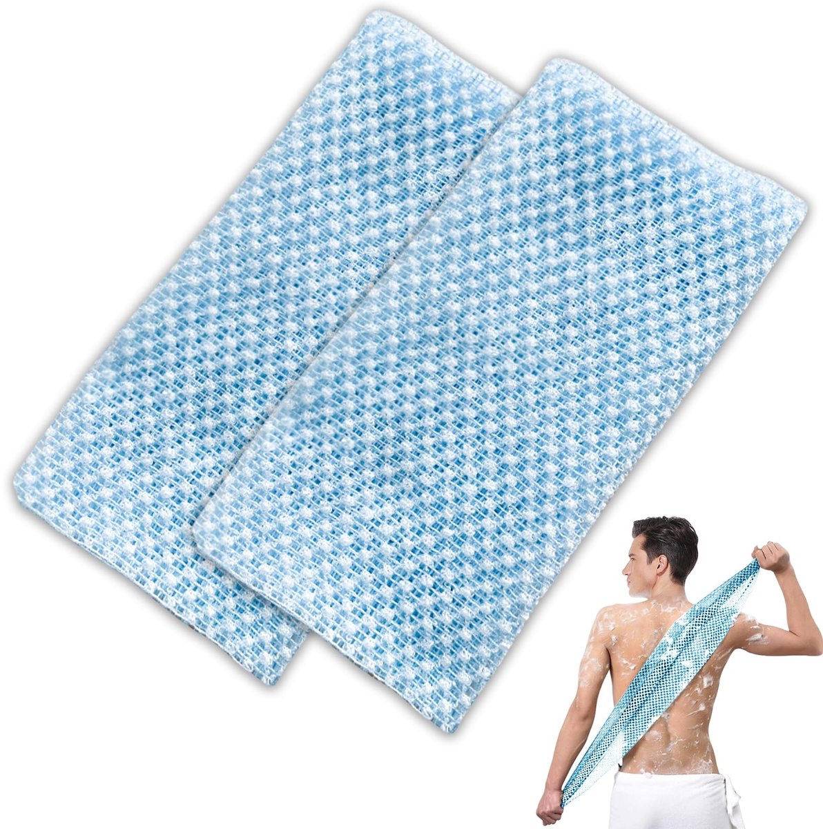Exfoliërende handdoek 2 stuks - lange scrubber - antibacterieel - verwijder dode huidcellen - ShopVlot