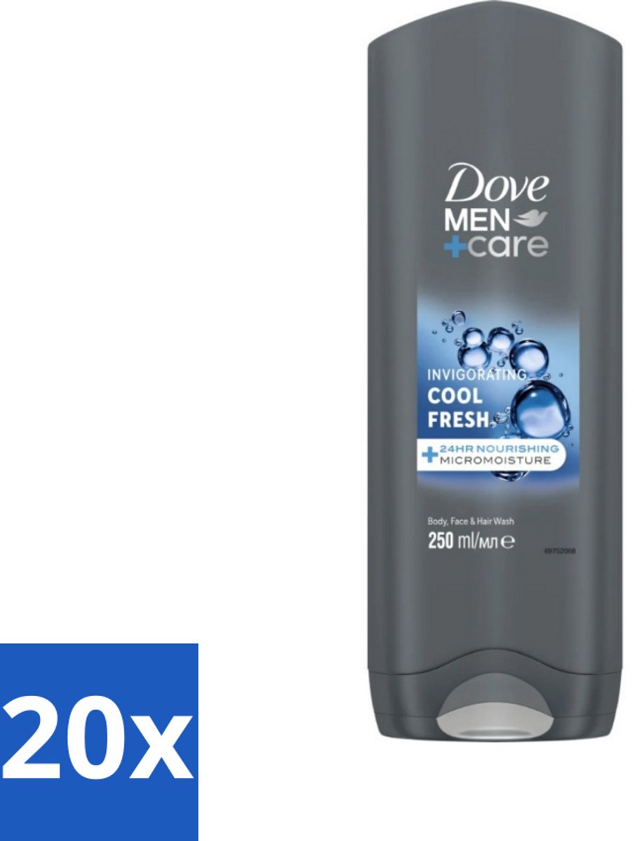 20 x Dove Men+Care Douchegel - Cool Fresh - Douchegel Mannen - Hydraterend Douchegel - Douchegel Voor Mannen - Douchegel Voor Droge Huid - Douchegel Voor Gezicht