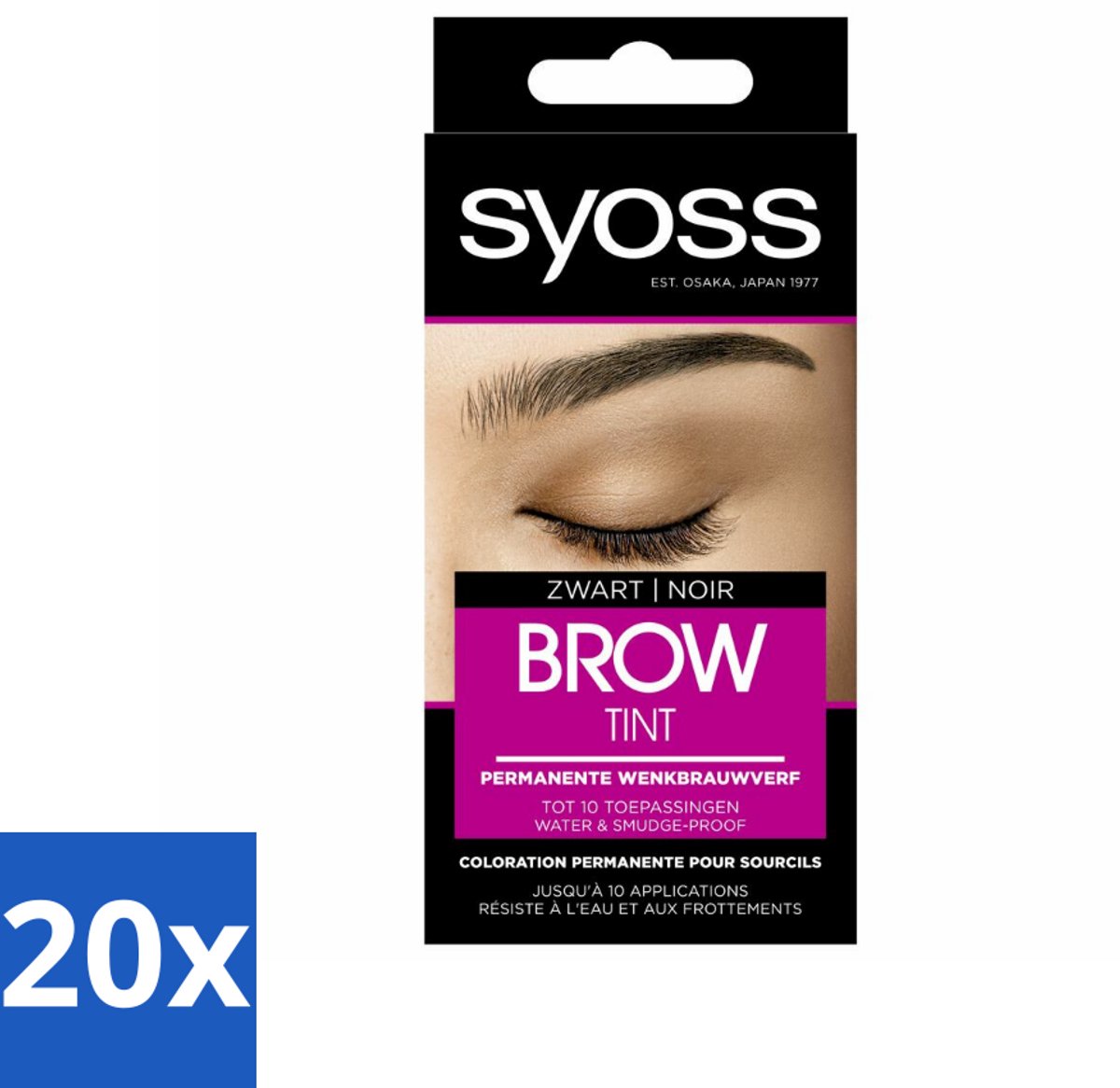 20 x SYOSS - Brow Tint Zwart - Wenkbrauwverf - Langdurige Kleur - Tot 10 Toepassingen - Wenkbrauwverf - Permanente Wenkbrauwverf - Zwart Wenkbrauwverf - Langdurige Kleur - Grijze Haartjes Verbergen
