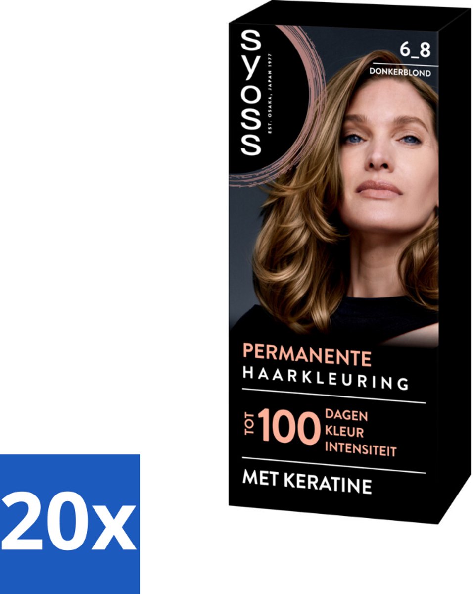 20 x SYOSS - Permanent Coloration 6-8 - Haarverf - Permanente Haarkleuring - Donkerblond - Grijsdekking - Permanente Haarkleuring - Donkerblond - Grijsdekking - Keratine - Haarkleur