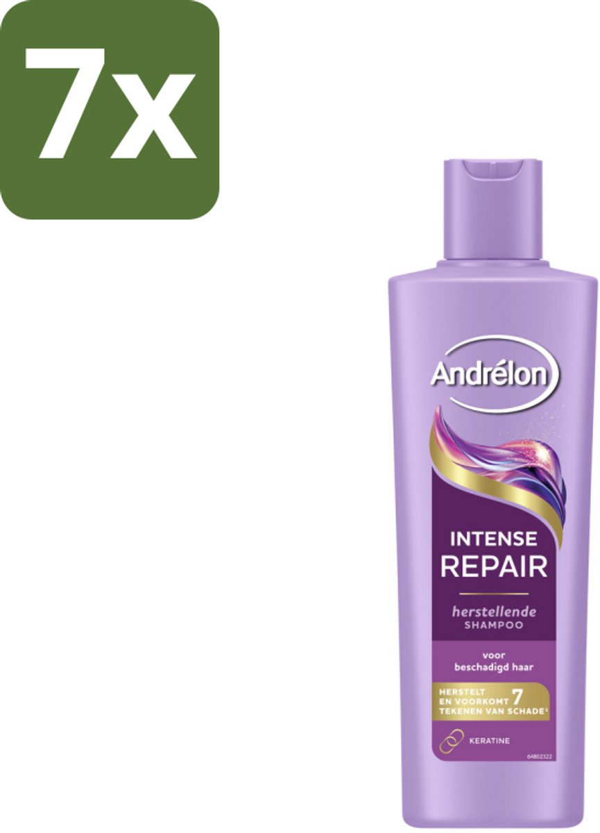 7 x Andrélon – Shampoo – Intense Repair – 250 ml - Haarschade - Haarherstel - Keratine - Beschadigd Haar - Haarstructuur