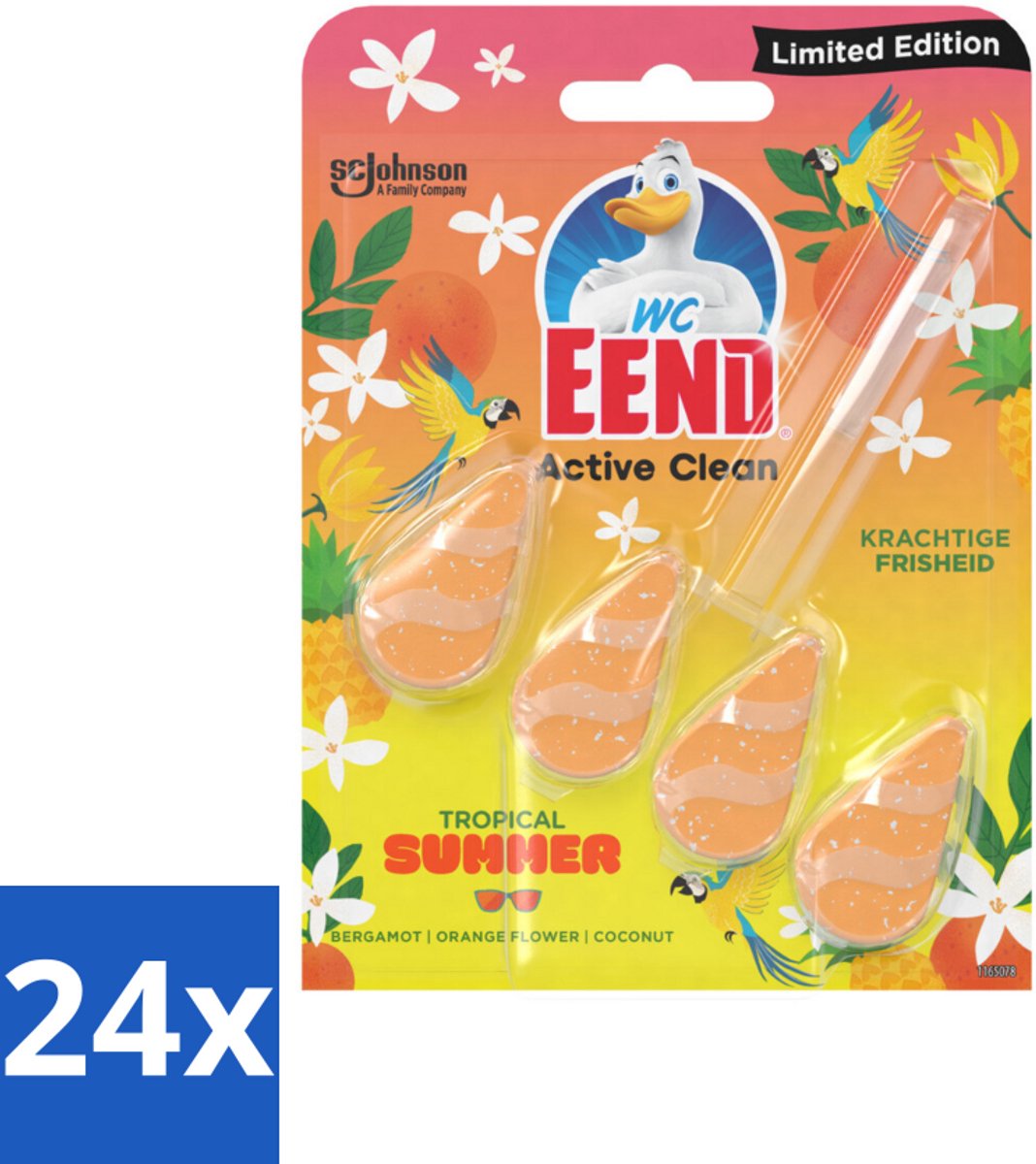 24 x WC Eend - Active Clean Tropical Summer - Toiletblok - Zomerse Frisheid - 38 gr - Toiletblok - Wc Reiniging - Tropische Geur - Zomerse Geur - Actief Schuim