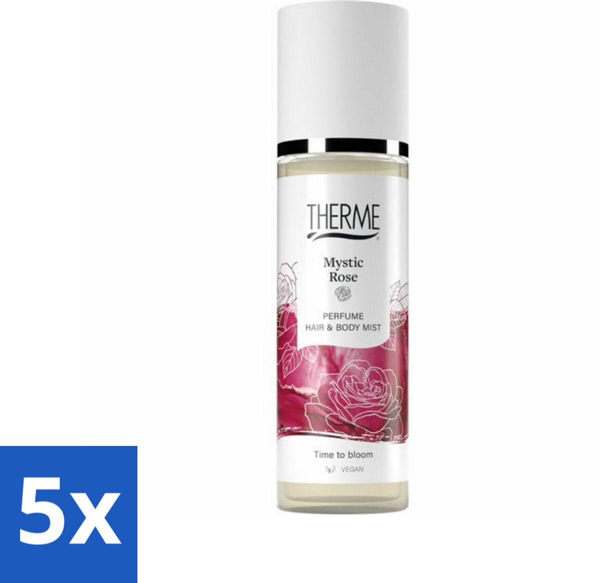 5 x Therme - Mystic Rose - Parfum Haar- & Lichaamsmist - Verfrissend - Verzorgend - 200ml - Roosparfum - Haarspray - Lichaamsmist - Verfrissend Parfum - Vrouwelijk Parfum