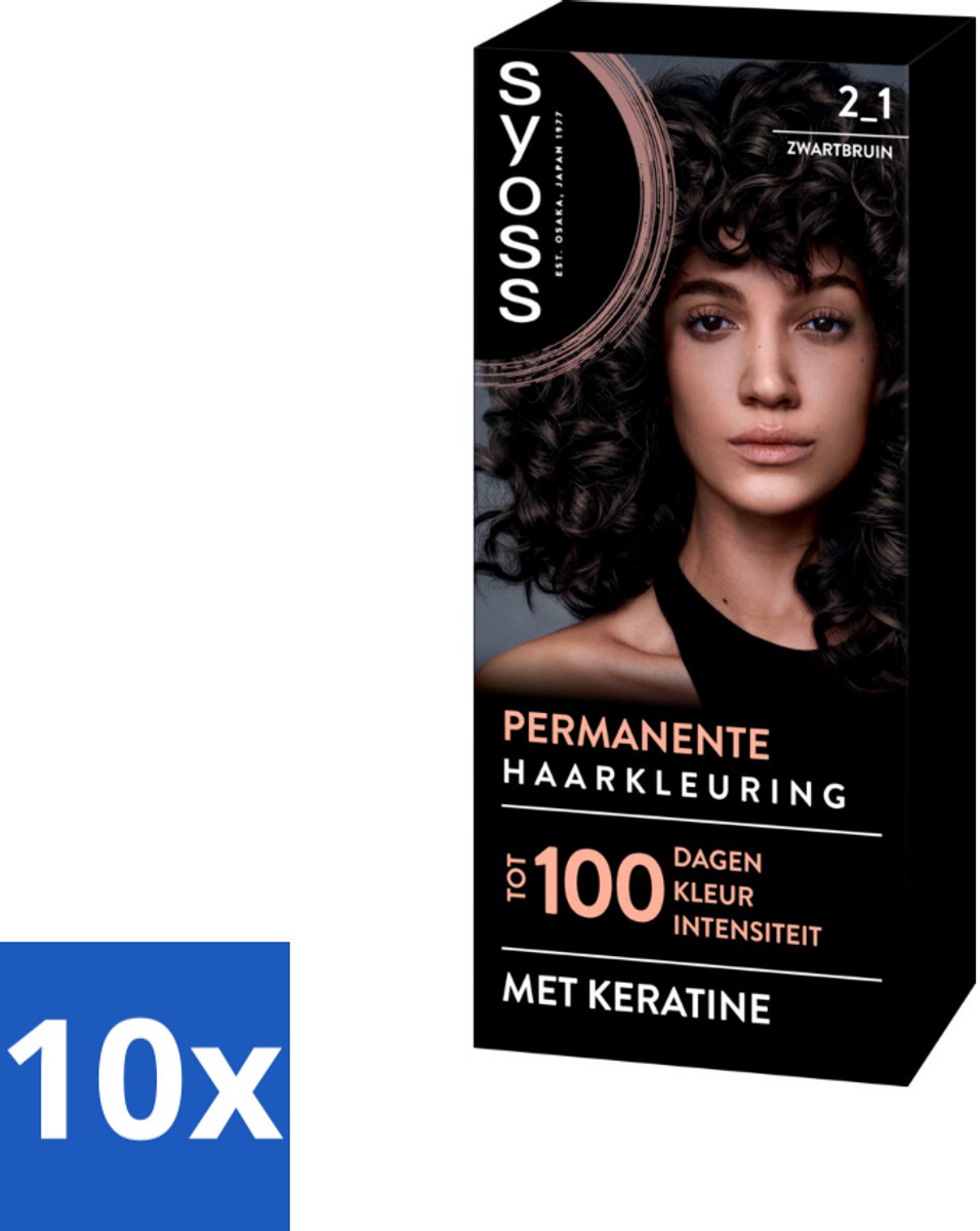 10 x SYOSS - Coloration 2-1 Zwartbruin - Haarverf - Grijsdekking - Vermindert Haarbreuk - Haarverf - Permanente Haarkleuring - Grijsdekking - Keratine - Haarverf 2-1 Zwartbruin