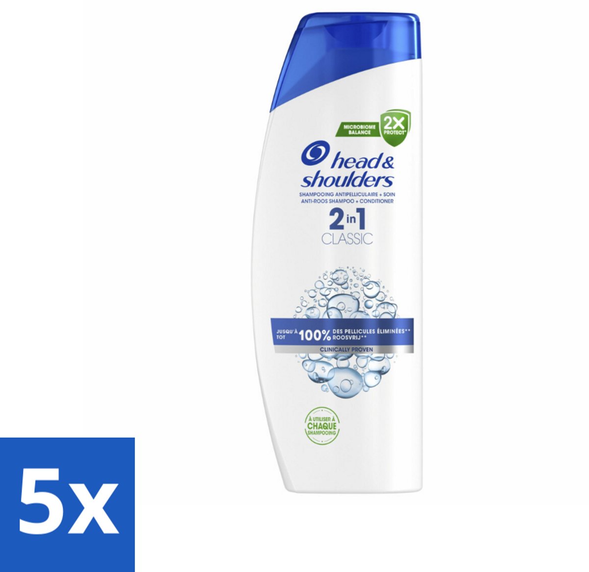 5 x Head & Shoulders - Shampoo - 2-in-1 - Classic - 100% Roosvrij - 400 ml - Anti-roos Shampoo - Roosvrij Haar - 2-in-1 Shampoo Conditioner - Hoofdoorzaak Roos - Droogheid En Jeuk