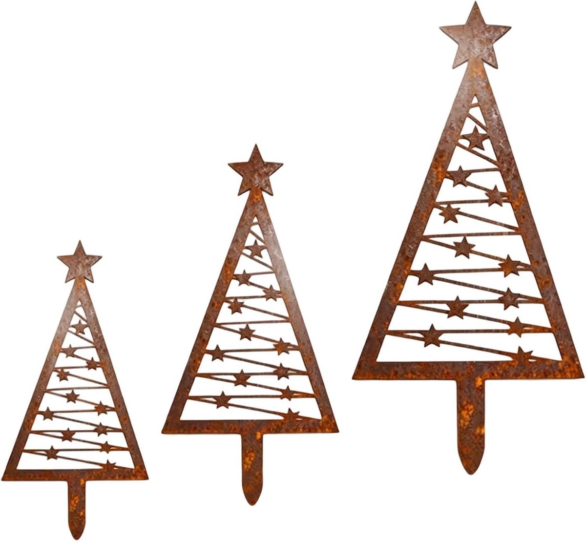 Decoratieve Tuin Staken - Boomvormige Ornamenten - Tuin Decoratie - Set Van Drie - 25 cm - Veelkleurig