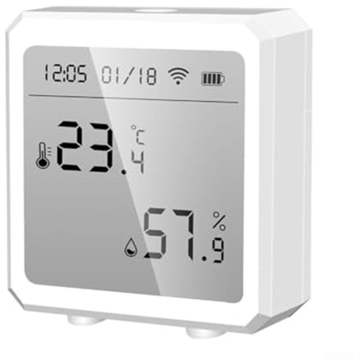 Draadloze Hygrometer Thermometer - Slimme Temperatuurmeter Vochtigheidsmeter - Klimaat Bewaken - 2.4 GHz Wifi Connectiviteit - 60*65*25 mm - Wit