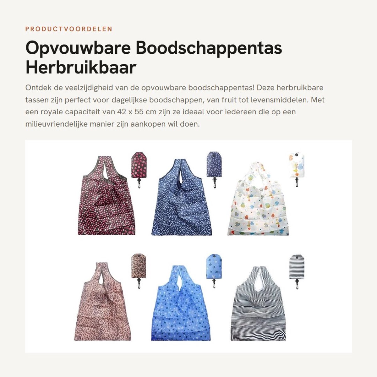 Dailygoods- Boodschappentas Opvouwbaar - 6 Stuks - Grote Capaciteit - Herbruikbaar - Waterdicht - Milieuvriendelijk - 190T Polyester - Herbruikbare Tas