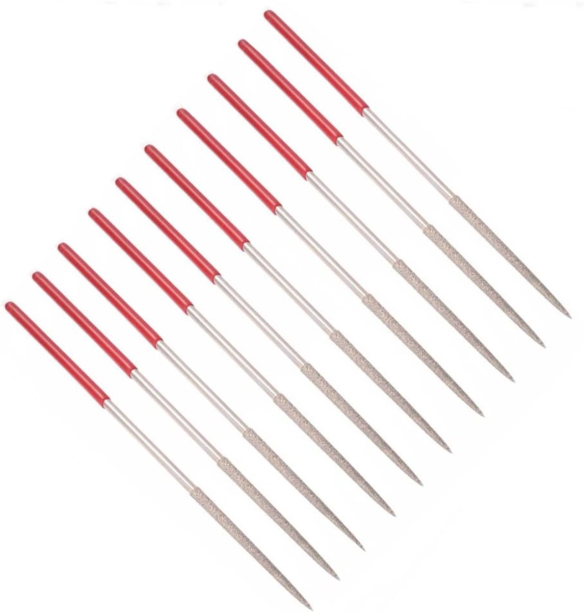 Diamant Vijlenset - Metaal Glas Steen - Precisie Werk - Industriële Diamant Coating - 140mm Lengte - Zilver Rood