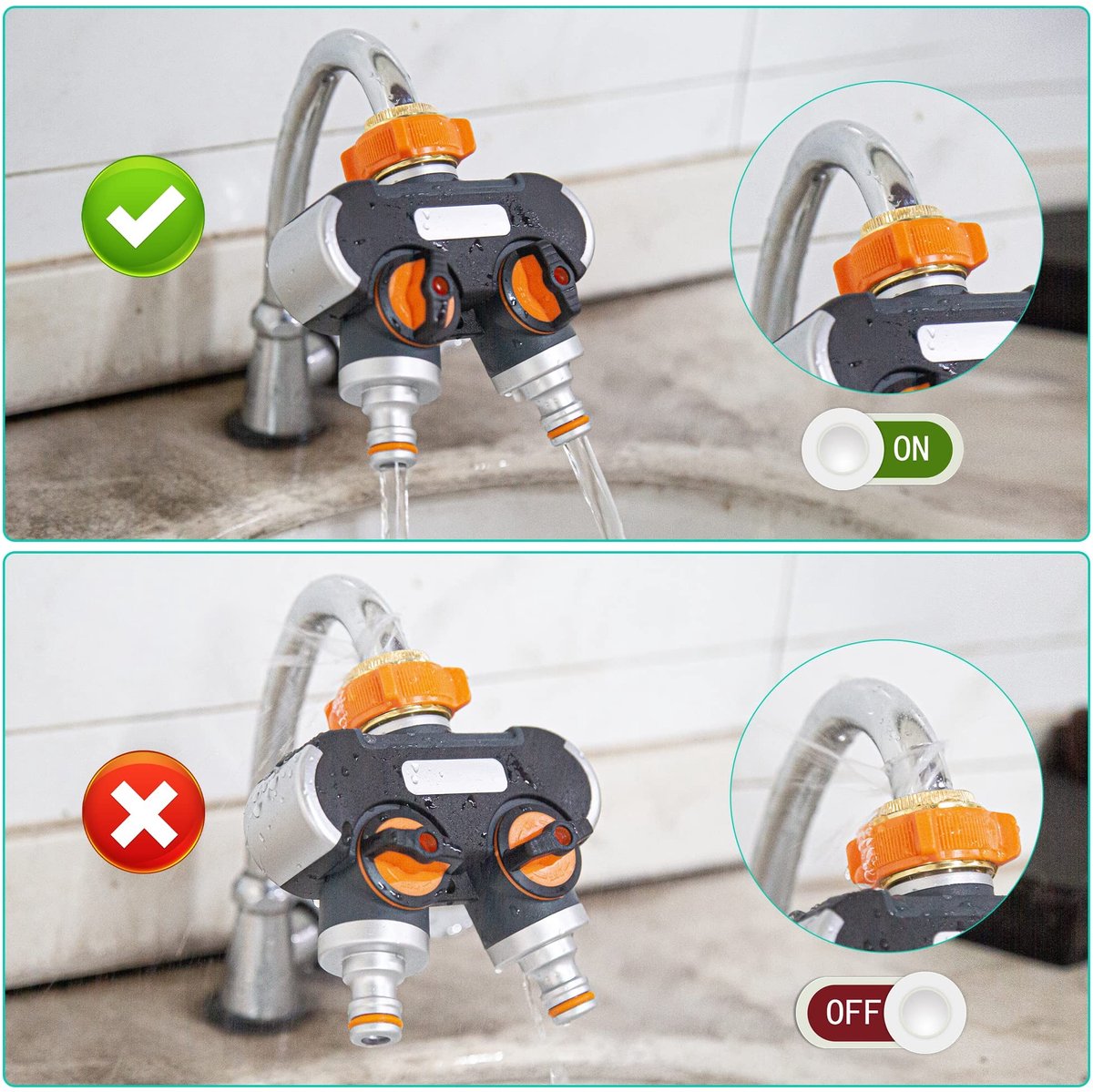 Dailygoods- Waterverdeler 2-weg - Aansluiting voor 2 apparaten - Regelbare uitgangen - Adapter voor tuinirrigatie - Duurzaam en gezond - Individuele waterstroominstelling - Tuinverdeler