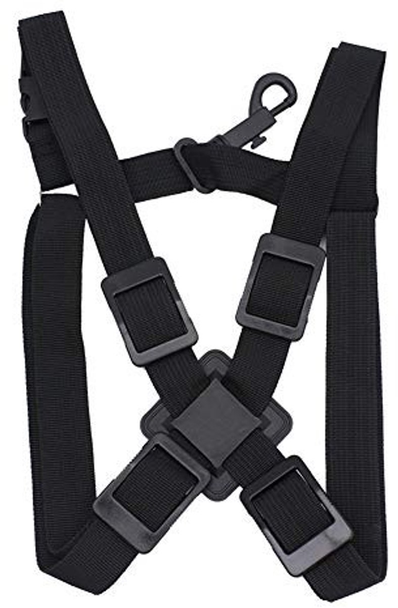 Dailygoods- Saxofoondraagband Verstelbaar - Zachte Borstband - Ergonomisch Ontwerp - Katoen - Zwart - Drukverlichting Wervelkolom - Saxofoonband