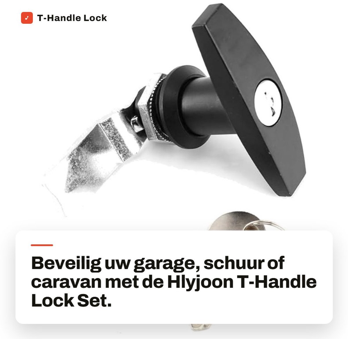 Dailygoods- Deurslot T-Handgreep - Geschikt voor Caravan/Trailer - Inclusief 2 Sleutels - Ergonomisch Ontwerp - Zinklegering - Veilig en Gebruiksvriendelijk - Slot