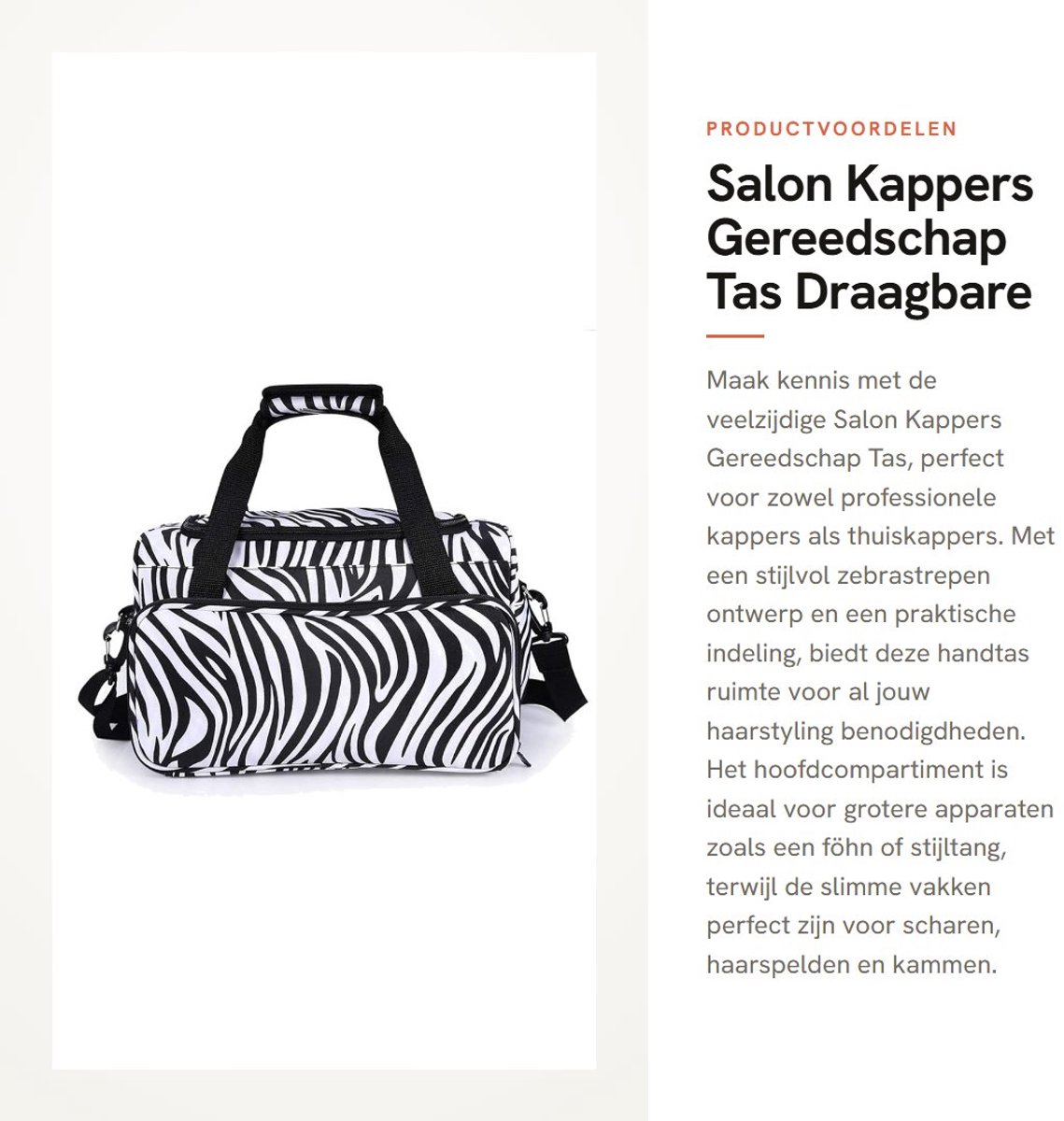 Dailygoods - Salon Kappers Gereedschap Tas - Draagbare Handtas - Zebrastreep - Schaar Houder - Haarstyling Case - Geschikt voor Kappers
