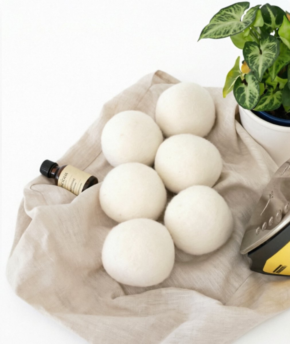 Namajunas - Droogballen - Set van 6 stuks - Wollen droogballen voor de wasdroger - natuurlijke wasverzachter van 100% schapenwol - Herbruikbaar - Vermindert kreukels in kleding en verkort de droogtijd - Bespaart energie