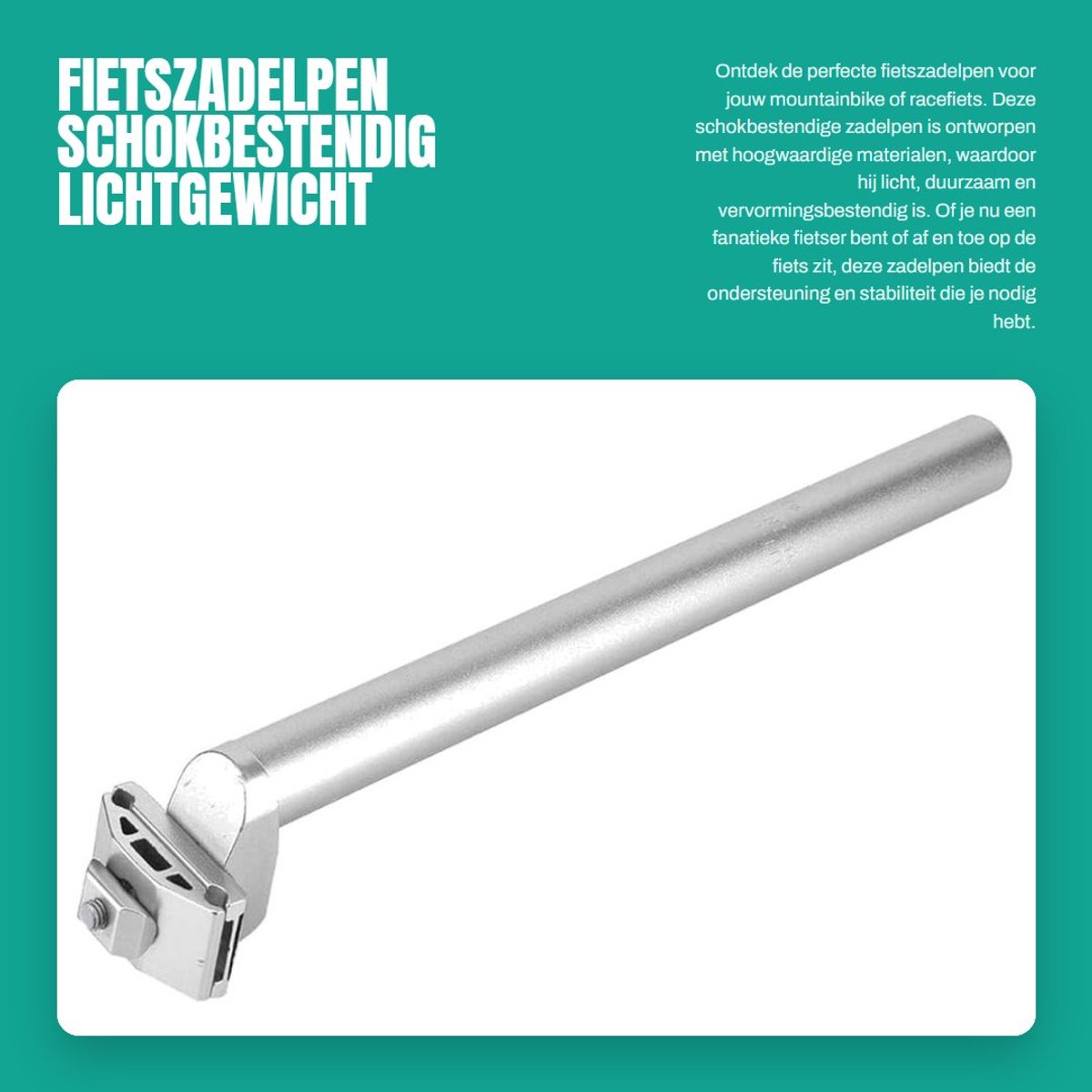 Dailygoods- Fietszadelpen 25,4 x 300 mm - Schokbestendig - Aluminium - Lichtgewicht - Duurzaam - Geschikt voor mountainbikes/racefietsen - Zadelpen
