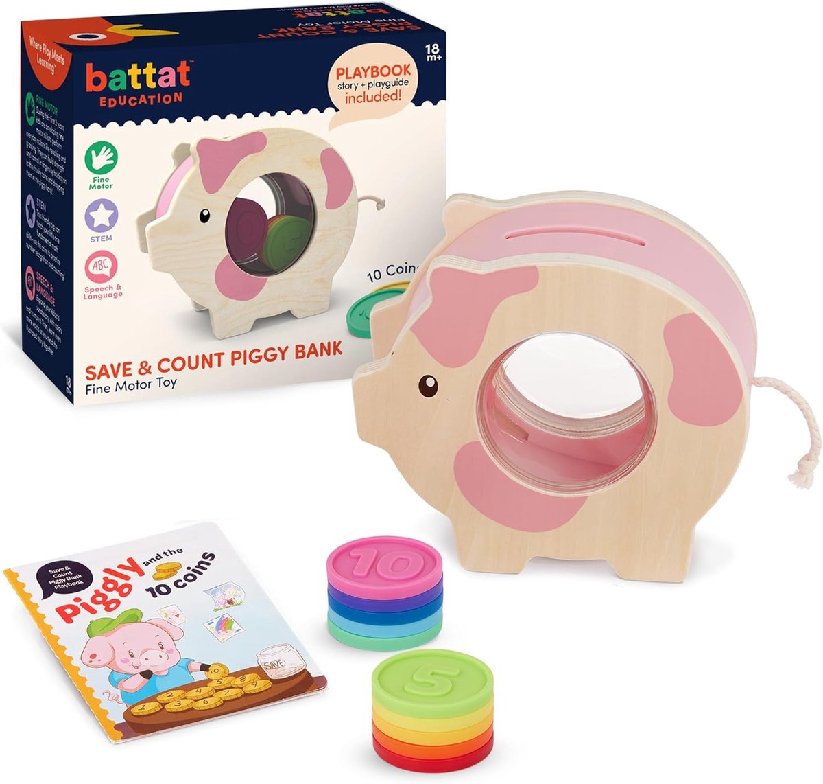 Spaarvarken met Functie - Geld Kado - Leren Tellen - Telt Munten - 10 Munten - Multicolor
