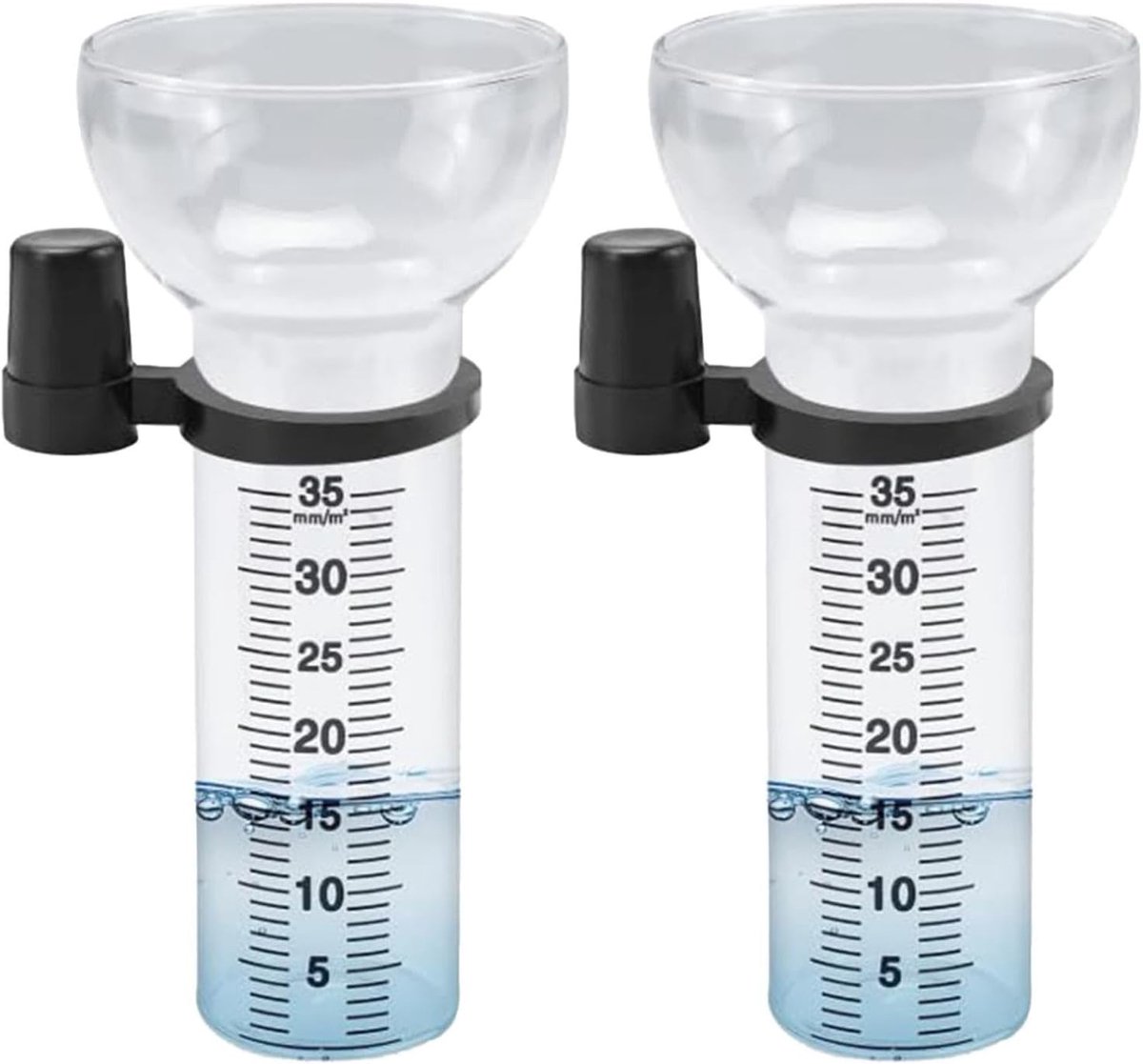 Regenmeters Set - Meetbekers Glas - Weer Registratie - Verbeterde Meetcontinuïteit - 2 Stuks - Helder