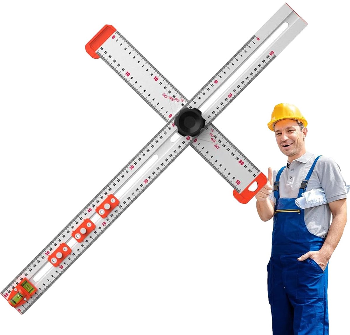T-vierkant liniaal - Vormgereedschap - Precisie meten - Verstelbare hoek - 65 cm - Zilver