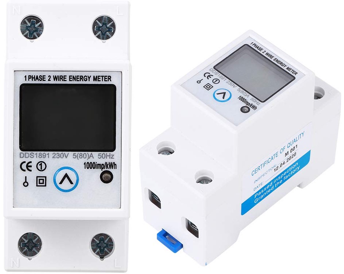 Stroommeter - Energieteller - Energieverbruik Meten - Nauwkeurige Meting - Klein Formaat - Wit