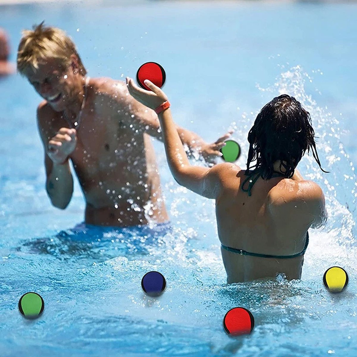 Herbruikbare stuiterbal voor buiten en op het strand – 4-pack – Speelgoed voor zwembad en watersport – Zachte zwembal – Waterspeelgoed voor kinderen en volwassenen-Rood, groen, geel, blauw – foto 8