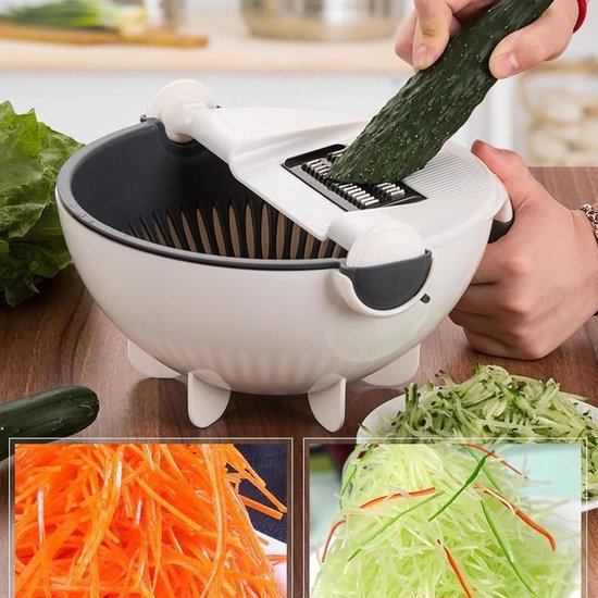 Groentenhakker - Keukenmachine - Maaltijden Bereiden - Ingebouwde Afvoermand - 22.6 cm - Grijs — afbeelding 4